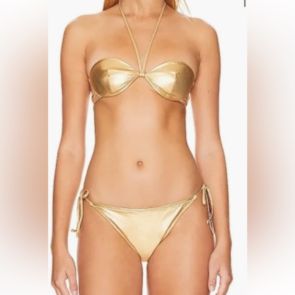 Solid & Striped Gold Bikini Set